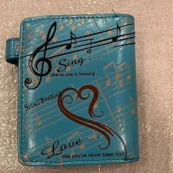 ❤️2/$30❤️Shagwear Dance Inspirational Pattern  Zipper Wallet Blue Faux Leather - Picture 3 of 7